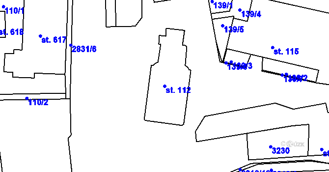 Parcela st. 112 v KÚ Roštín, Katastrální mapa