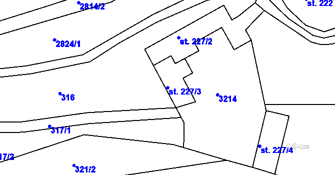 Parcela st. 227/3 v KÚ Roštín, Katastrální mapa