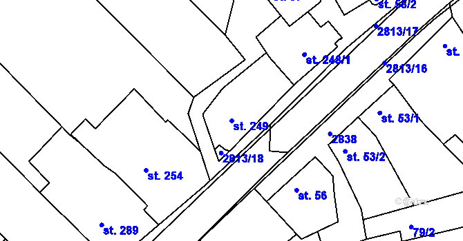 Parcela st. 249 v KÚ Roštín, Katastrální mapa