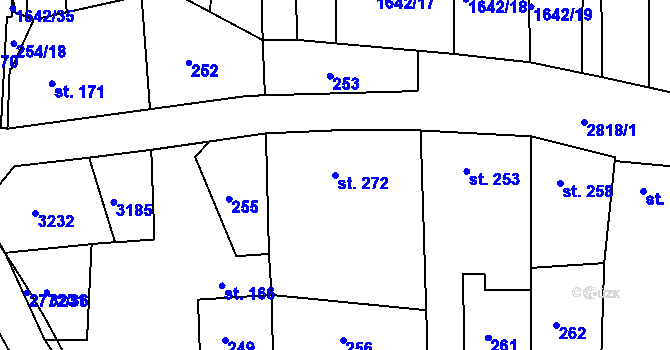 Parcela st. 272 v KÚ Roštín, Katastrální mapa