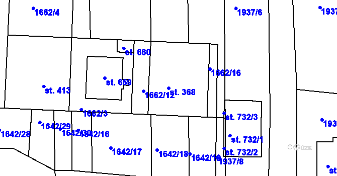 Parcela st. 368 v KÚ Roštín, Katastrální mapa