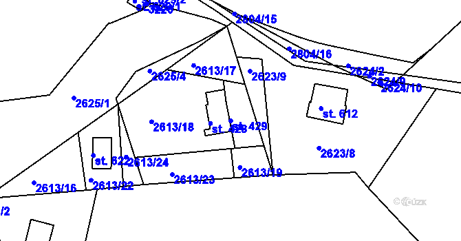 Parcela st. 429 v KÚ Roštín, Katastrální mapa