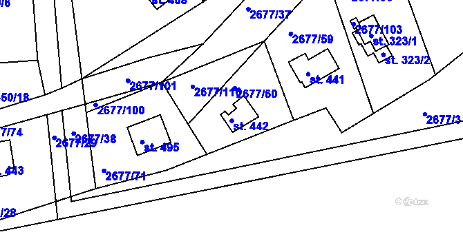 Parcela st. 442 v KÚ Roštín, Katastrální mapa