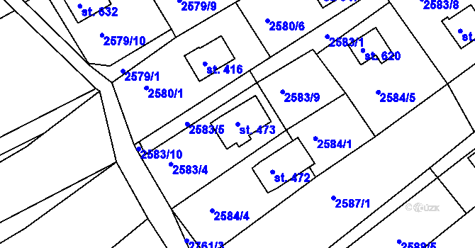 Parcela st. 473 v KÚ Roštín, Katastrální mapa