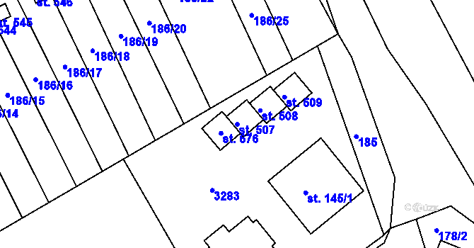 Parcela st. 507 v KÚ Roštín, Katastrální mapa