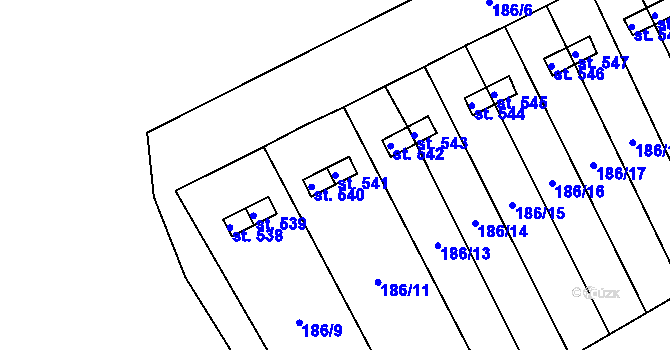 Parcela st. 541 v KÚ Roštín, Katastrální mapa