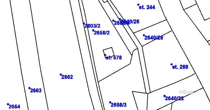 Parcela st. 578 v KÚ Roštín, Katastrální mapa