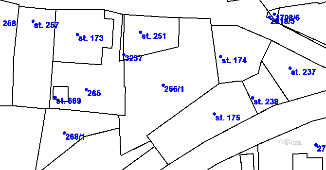 Parcela st. 266/1 v KÚ Roštín, Katastrální mapa