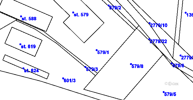 Parcela st. 579/1 v KÚ Roštín, Katastrální mapa
