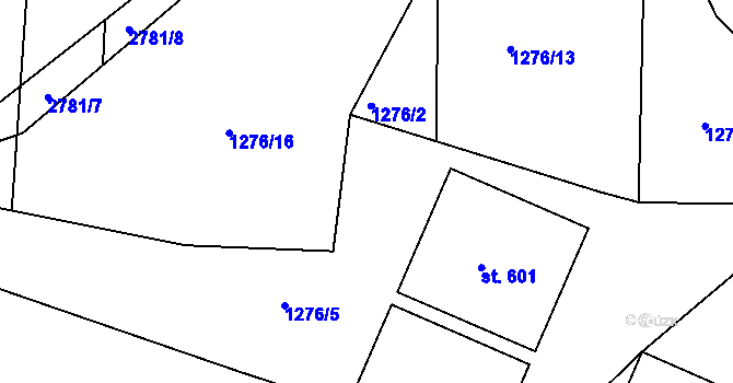 Parcela st. 1276/3 v KÚ Roštín, Katastrální mapa