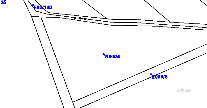 Parcela st. 2088/4 v KÚ Roštín, Katastrální mapa