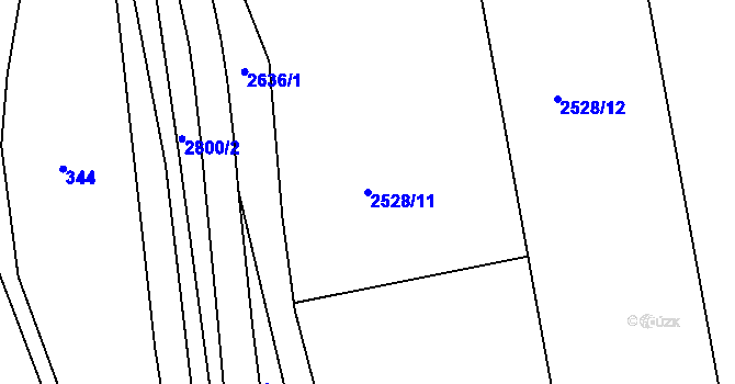 Parcela st. 2528/11 v KÚ Roštín, Katastrální mapa