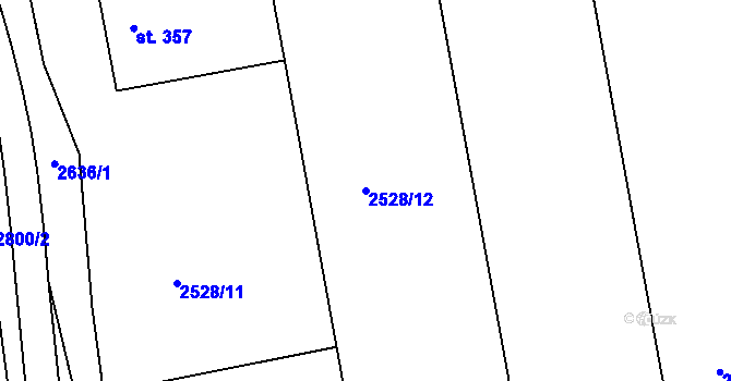 Parcela st. 2528/12 v KÚ Roštín, Katastrální mapa