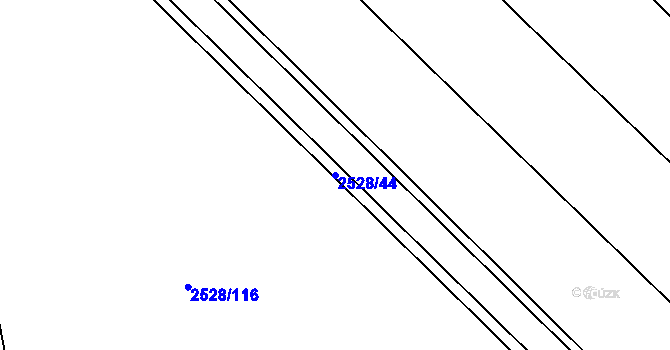 Parcela st. 2528/44 v KÚ Roštín, Katastrální mapa