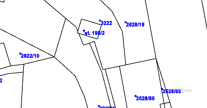 Parcela st. 2528/81 v KÚ Roštín, Katastrální mapa
