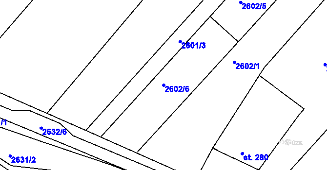 Parcela st. 2602/6 v KÚ Roštín, Katastrální mapa