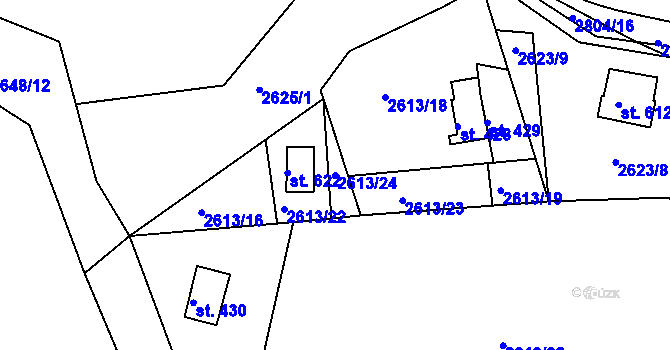 Parcela st. 2613/24 v KÚ Roštín, Katastrální mapa