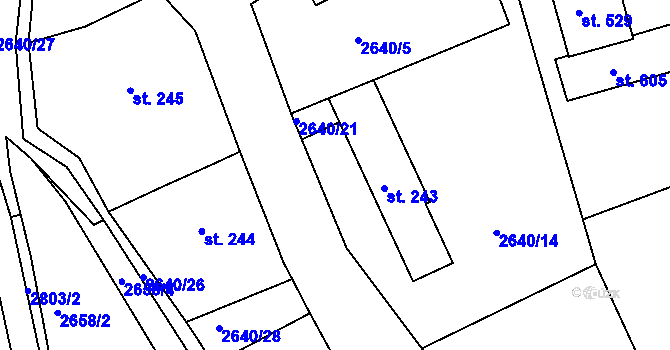 Parcela st. 2640/6 v KÚ Roštín, Katastrální mapa