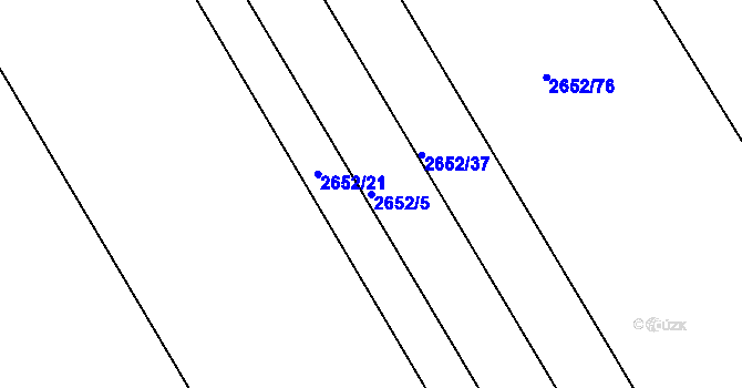 Parcela st. 2652/5 v KÚ Roštín, Katastrální mapa