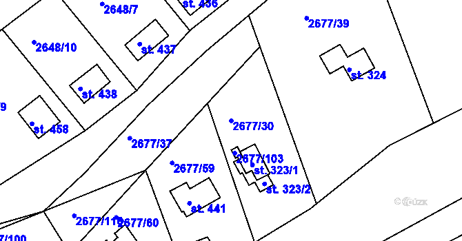 Parcela st. 2677/30 v KÚ Roštín, Katastrální mapa