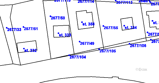 Parcela st. 2677/49 v KÚ Roštín, Katastrální mapa