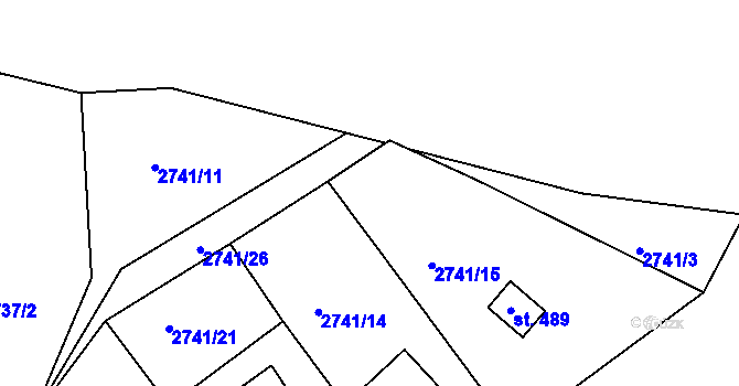 Parcela st. 2741/17 v KÚ Roštín, Katastrální mapa