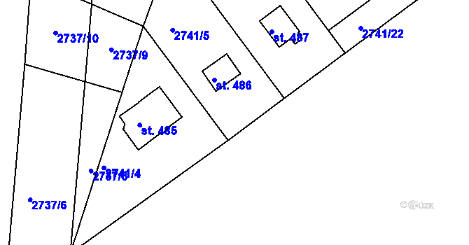 Parcela st. 2741/25 v KÚ Roštín, Katastrální mapa