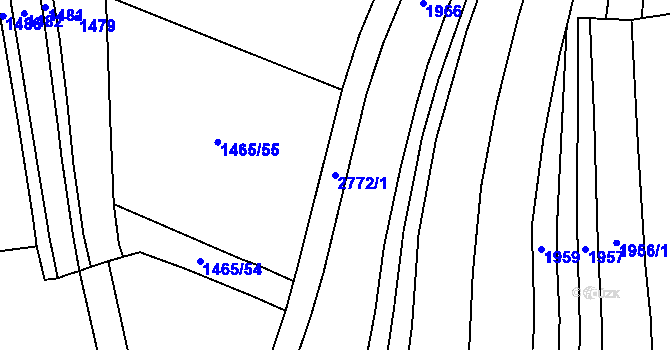 Parcela st. 2772/1 v KÚ Roštín, Katastrální mapa