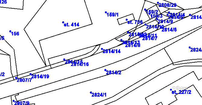 Parcela st. 2814/17 v KÚ Roštín, Katastrální mapa