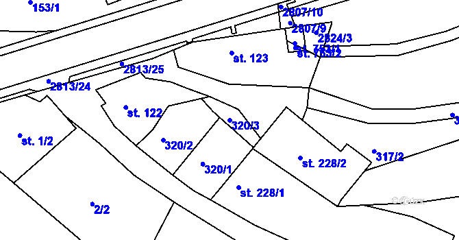 Parcela st. 320/3 v KÚ Roštín, Katastrální mapa