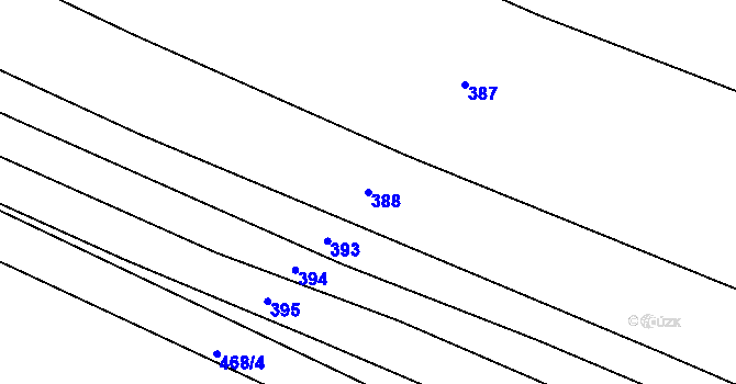 Parcela st. 388 v KÚ Roštín, Katastrální mapa