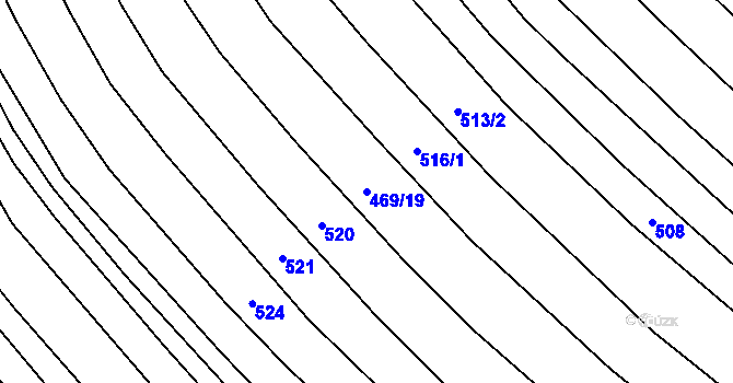 Parcela st. 469/19 v KÚ Roštín, Katastrální mapa
