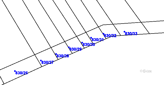 Parcela st. 830/30 v KÚ Roštín, Katastrální mapa