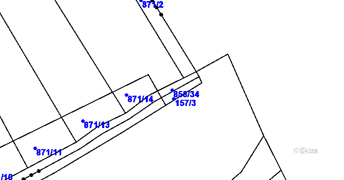 Parcela st. 858/34 v KÚ Roštín, Katastrální mapa