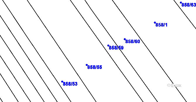 Parcela st. 858/58 v KÚ Roštín, Katastrální mapa