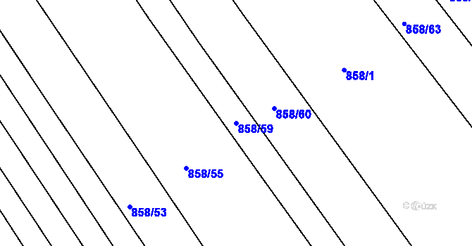 Parcela st. 858/59 v KÚ Roštín, Katastrální mapa