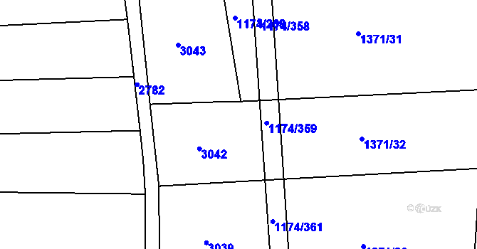 Parcela st. 1174/261 v KÚ Roštín, Katastrální mapa