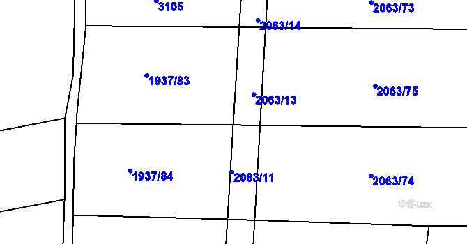 Parcela st. 2063/12 v KÚ Roštín, Katastrální mapa