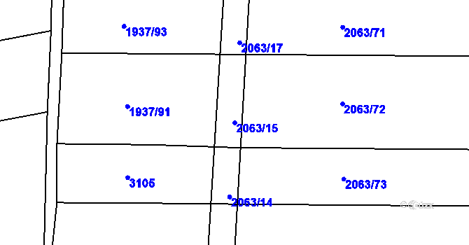 Parcela st. 2063/15 v KÚ Roštín, Katastrální mapa