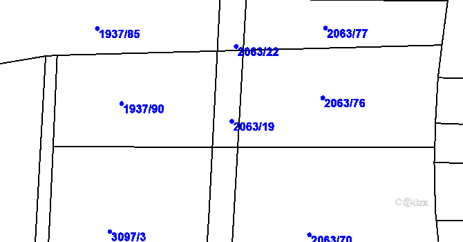 Parcela st. 2063/19 v KÚ Roštín, Katastrální mapa
