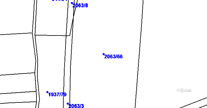 Parcela st. 2063/66 v KÚ Roštín, Katastrální mapa