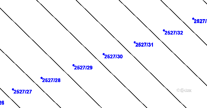 Parcela st. 2527/30 v KÚ Roštín, Katastrální mapa