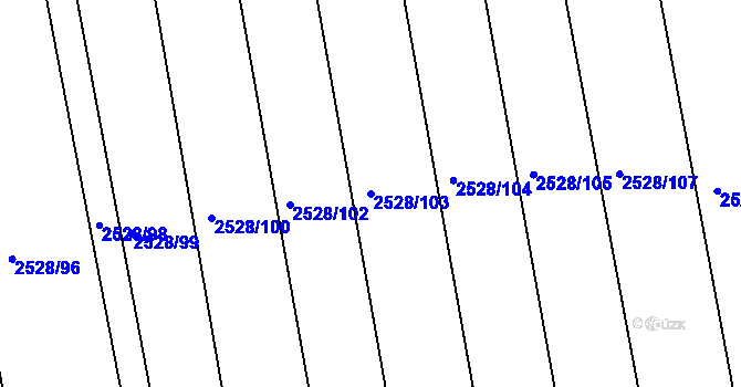 Parcela st. 2528/103 v KÚ Roštín, Katastrální mapa