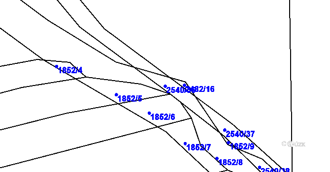 Parcela st. 2540/36 v KÚ Roštín, Katastrální mapa