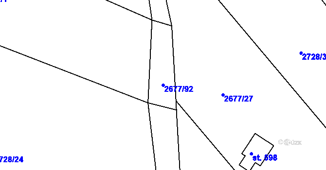 Parcela st. 2677/92 v KÚ Roštín, Katastrální mapa