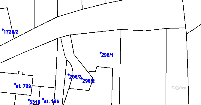 Parcela st. 298/1 v KÚ Roštín, Katastrální mapa