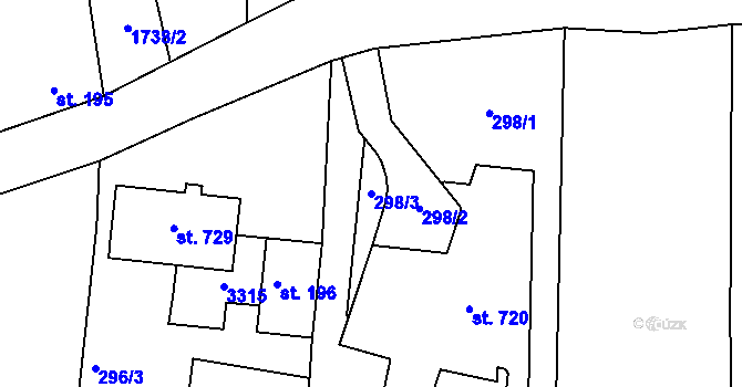 Parcela st. 298/3 v KÚ Roštín, Katastrální mapa