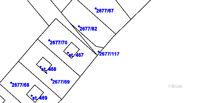 Parcela st. 2677/117 v KÚ Roštín, Katastrální mapa