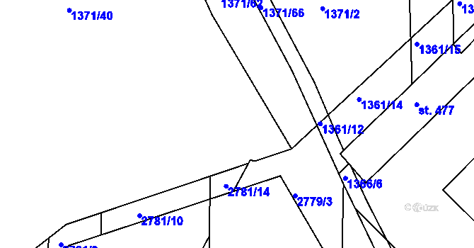 Parcela st. 1371/72 v KÚ Roštín, Katastrální mapa