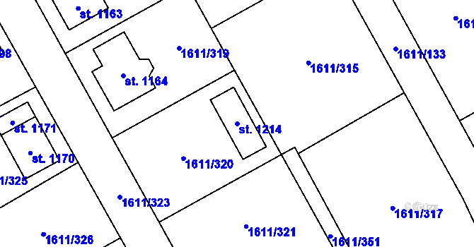 Parcela st. 1214 v KÚ Rotava, Katastrální mapa